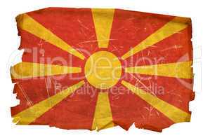 Macedonia Flag old, isolated on white background.