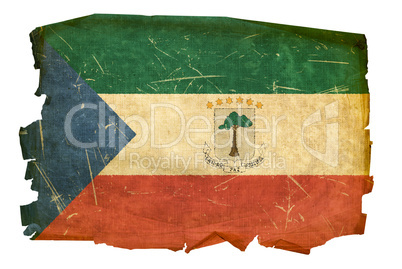 Equatorial Guinea Flag old, isolated on white background.