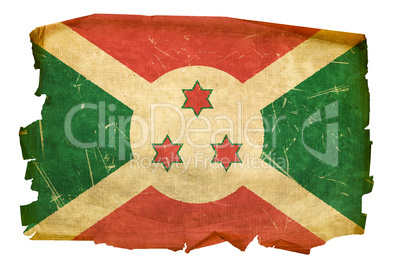 Burundi Flag old, isolated on white background.