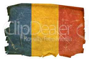 Chadian Flag old, isolated on white background.