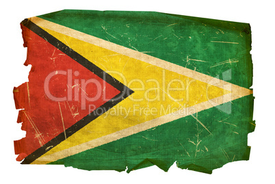 Guyana Flag old, isolated on white background.