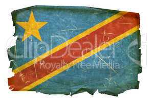 DR Congo Flag old, isolated on white background.