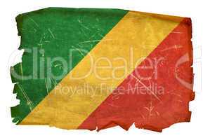 Republic of the Congo Flag old, isolated on white background