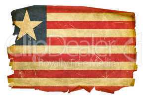 Liberian Flag old, isolated on white background