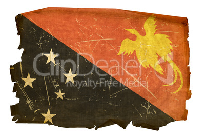 Papua New Guinea flag old, isolated on white background