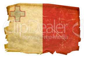 Maltese Flag old, isolated on white background