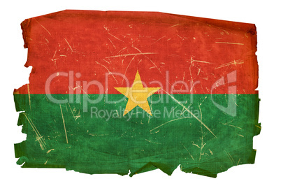 Burkina Faso flag old, isolated on white background