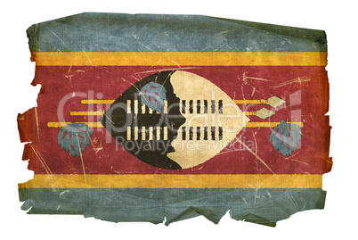 Swaziland Flag old, isolated on white background