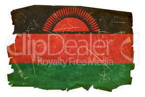 Malawi Flag old, isolated on white background