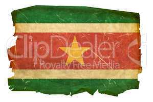 Suriname flag old, isolated on white background