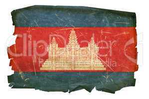 Cambodia flag old, isolated on white background