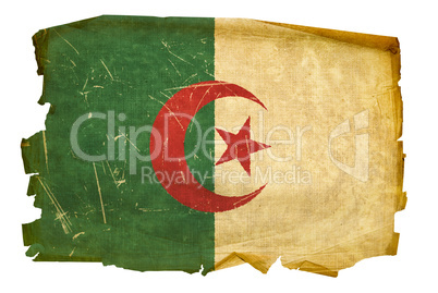 Algeria flag old, isolated on white background