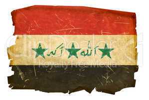 Iraq flag old, isolated on white background