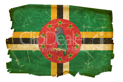 Dominica flag old, isolated on white background