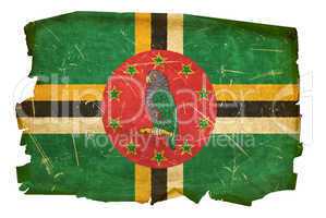 Dominica flag old, isolated on white background