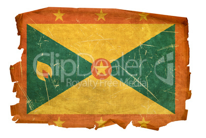 Grenada flag old, isolated on white background