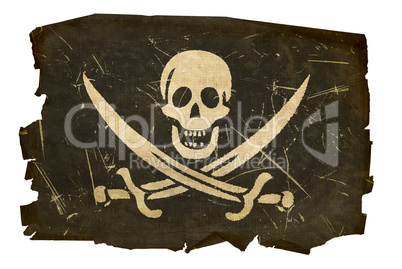 pirate flag old, isolated on white background