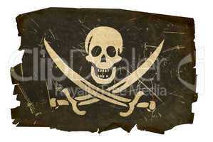 pirate flag old, isolated on white background