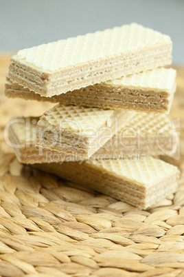 sweet wafers lying on a wicker mat