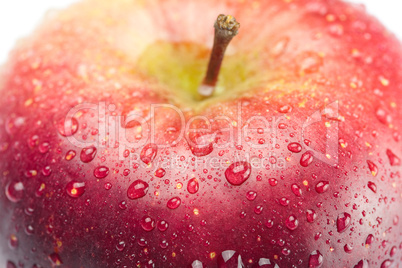 red apple with water drops isolated on white