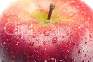 red apple with water drops isolated on white