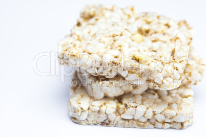 stack of cereal bread isolated on white