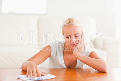 Sad woman with a letter