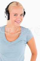 Portrait of a smiling woman with headphones