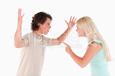 Unhappy couple arguing