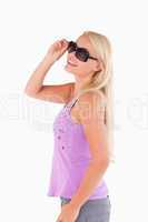 Smiling woman with sunglasses