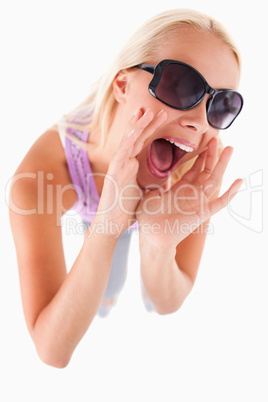 Cheerful lady with sunglasses