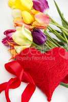 Tulips and red heart