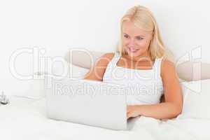 Woman using her laptop