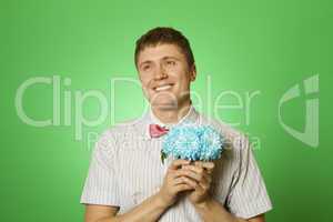 Man Holding Flowers