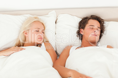 Peaceful couple sleeping