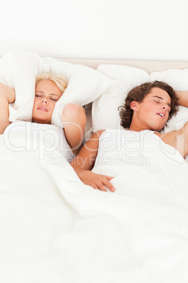 Portrait of a couple waking up