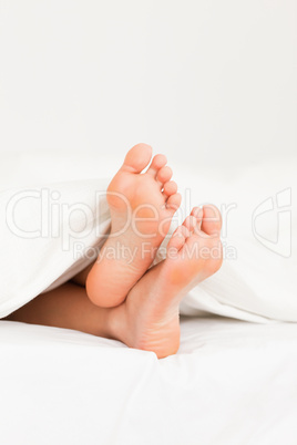 Portrait of feet in a bed