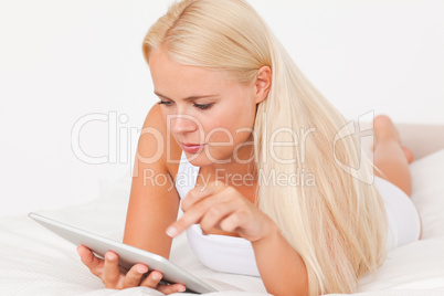 Woman using a tablet computer