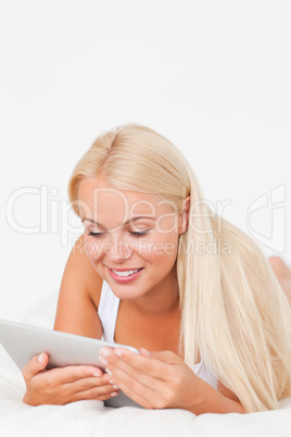 Portrait of a woman using a tablet computer