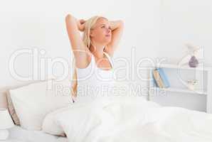 Serene woman waking up