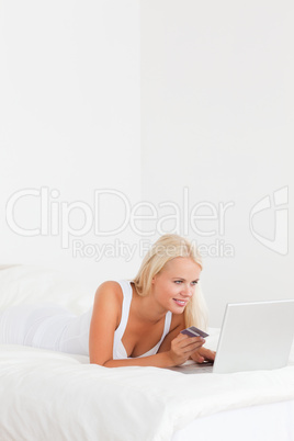 Portrait of a beautiful purchasing online