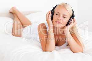 Blonde woman enjoying some music