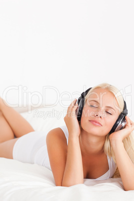 Portrait of a woman enjoying some music