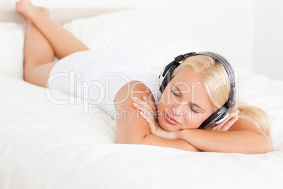 Quiet woman enjoying some music