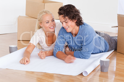 Couple moving in a new house