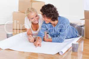Happy couple getting ready to move in a new house