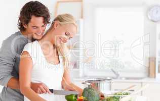 Cute couple cooking