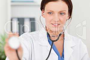 A female doctor with stethoscope