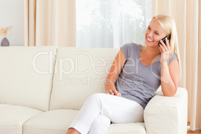 Laughing woman on the phone