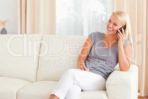 Laughing woman on the phone